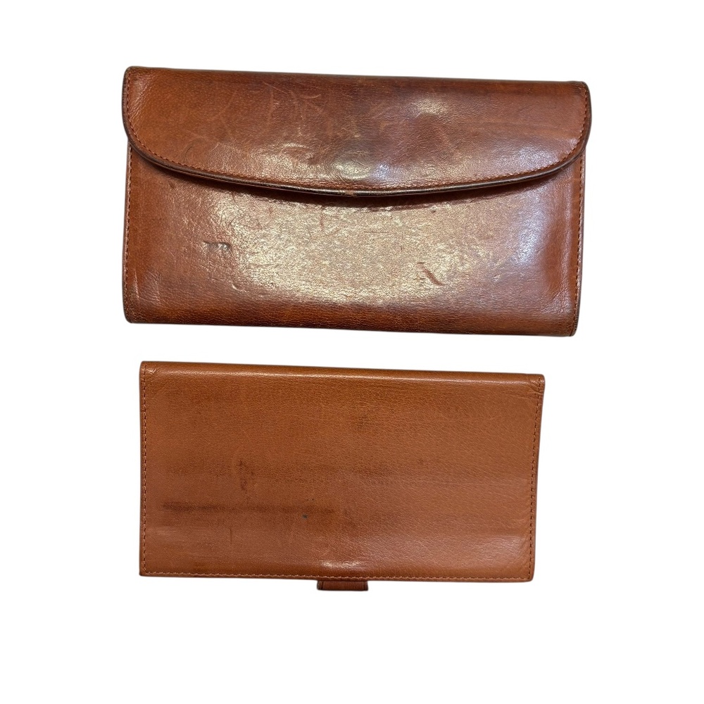 Coach vintage English tan brown two piece wallet set glovetan leather